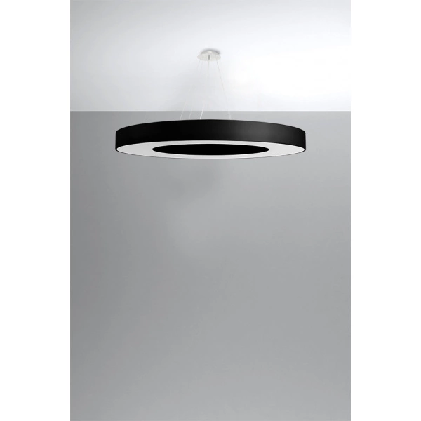 Nowoczesna lampa wisząca SATURNO SLIM SL.0798 90 cm czarna 8xE27