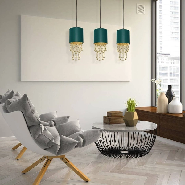 Nowoczesna lampa wisząca listwa ALMERIA GREEN/GOLD 3xE27 MLP64500