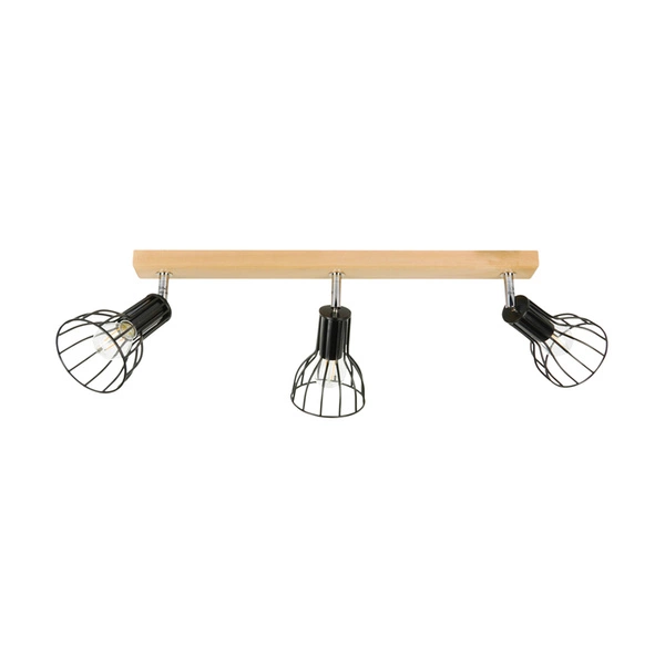 Lampa Sufitowa Megan Wood 3xE14 Max.40W Drewno Brzozowe/Czarny Metal 2344360