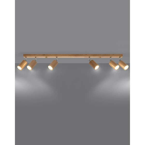 Lampa sufitowa (spot) BERG 6, SL.1043, naturalne drewno, 6x40W GU10