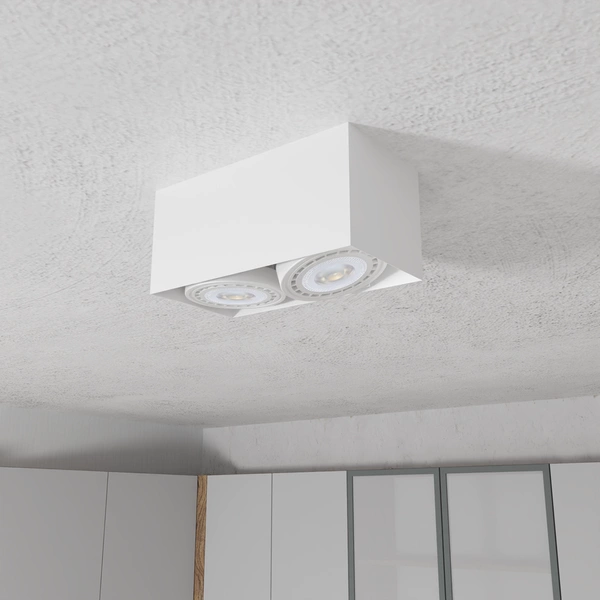 Oprawa Natynkowa BOX Plaza 2xGU10 AR111 Biała w nowoczesnym stylu