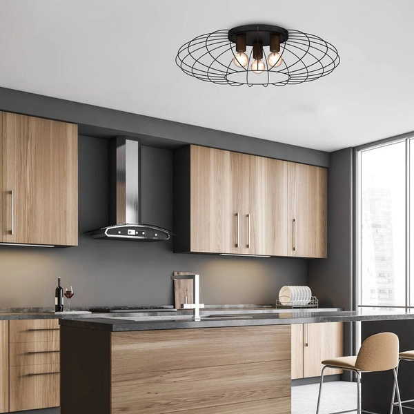 Lampa sufitowa MERIDIANO, MLP7961, czarny/brązowy, 3x60W E27