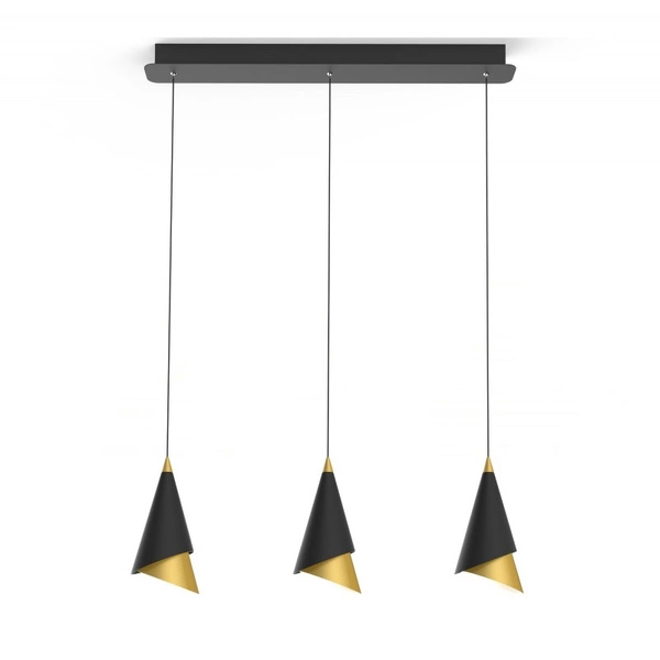 Lampa wisząca Raalto dł. 69,9cm 21W 3xLED ciepła biel 3000K | czarny/złoty