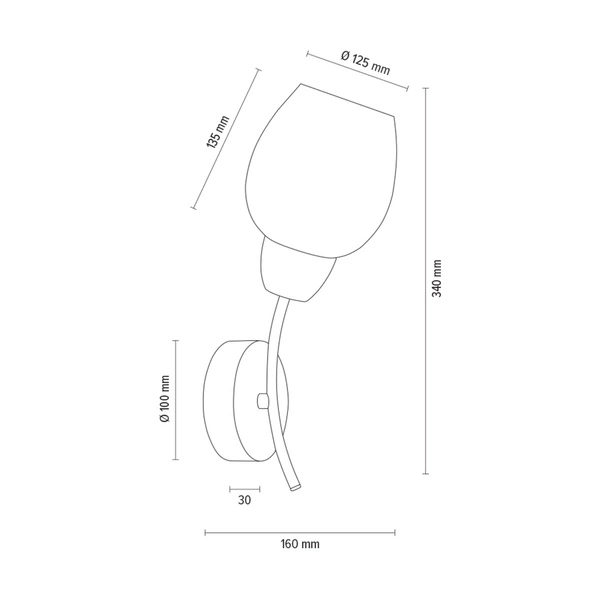 Kinkiet z drewna Parma 1xE27 maks. 60W drewno bukowe orzechowe/chromowany metal/białe szkło 8320176