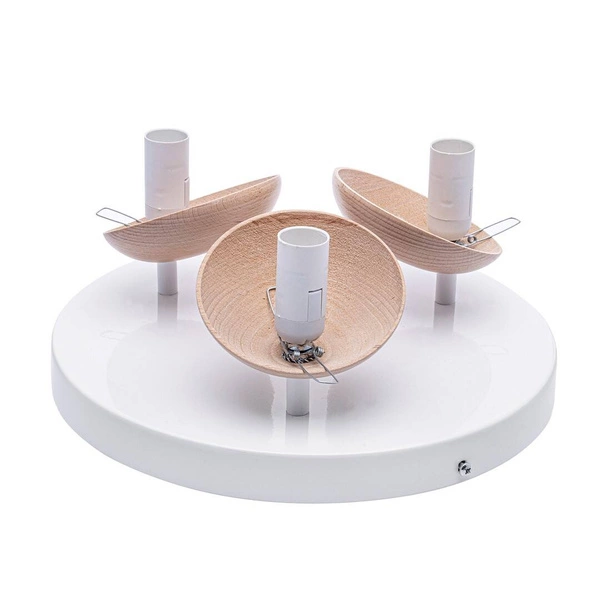 Lampa sufitowa nowoczesna szklana kula plafon SFERA WOOD III drewno/biały śr. 35cm