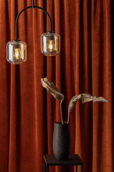 Klasyczna lampa wisząca do sypialni SHINE E27 60W szer. 38cm | bursztyn