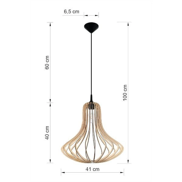 Lampa wisząca ELZA, naturalne drewno, czarny PCV, SL.0641