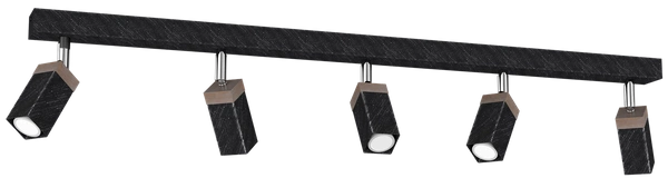Lampa sufitowa SOLO, MLP7474, przecierany czarny/drewno patynowane, 5x5W mini GU10