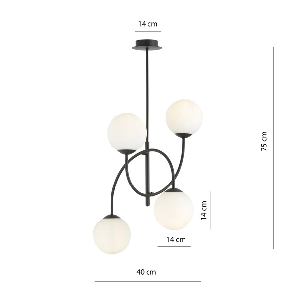 Lampa sufitowa Emibig ARCHI 4B BL OPAL 1288/4B