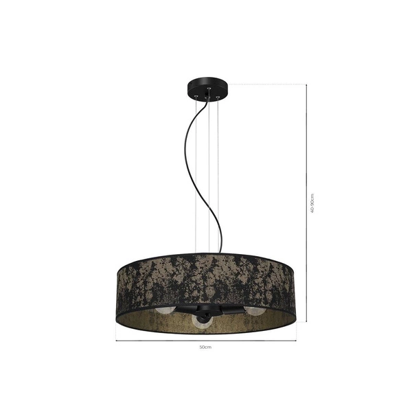 Lampa wisząca SATINO, czarny/złoty, 3x60W E27, MLP7320