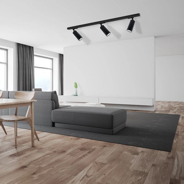 Zestaw Szynoprzewód 3xMica (GU10) + Prowadnica 1,5m - Czarny, ML8277