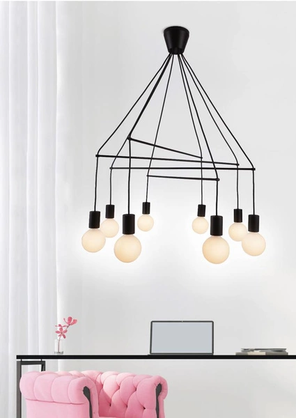 Lampa wisząca ALTO 38-70951 czarna matowa 8x40W E27