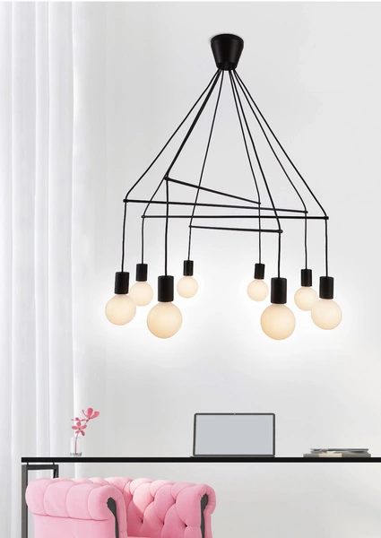 Lampa wisząca ALTO 38-70951 czarna matowa 8x40W E27