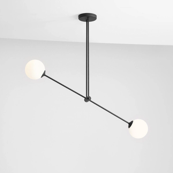 Aldex Lampa sufitowa OHIO 2, 1081PL_H1, czarna z białymi kloszami, 2x40W E14