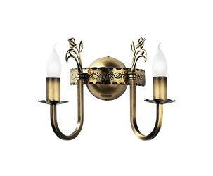 Klasyczny Kinkiet KORONA wys. 25cm 2xE14 11W IP20 | Mosiądz patynowany