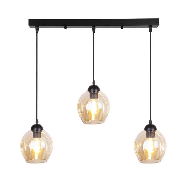 Lampa wisząca ASPA, czarna z brązowymi kloszami, 3x40W E27
