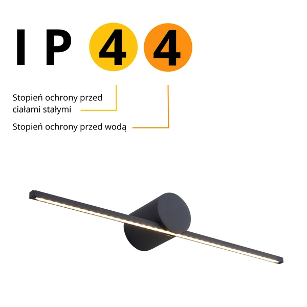 Kinkiet Modern Slim M, czarny, 6W LED, barwa ciepła 3000K, IP44