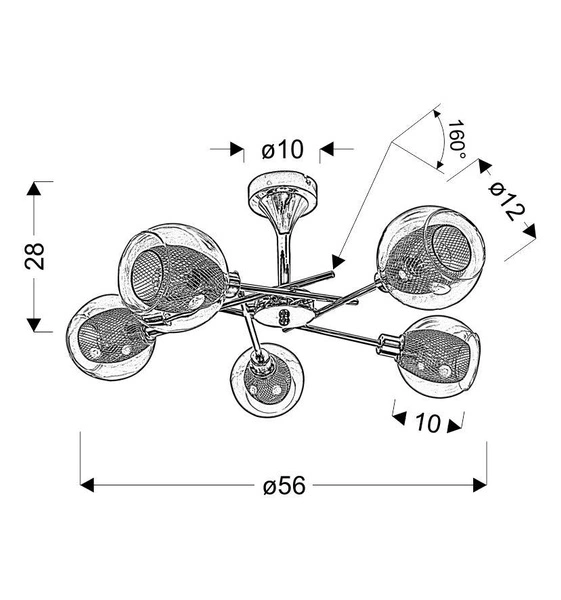 Lampa sufitowa OZZO 35-72252 chrom/transparentny 5x40W E14