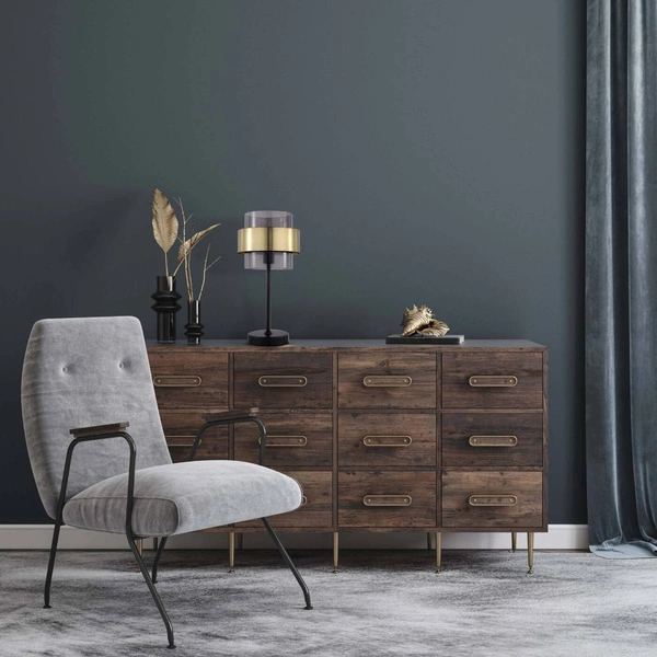 Lampa stołowa Miele, czarny/dymiony/złoty, 1x40W E14