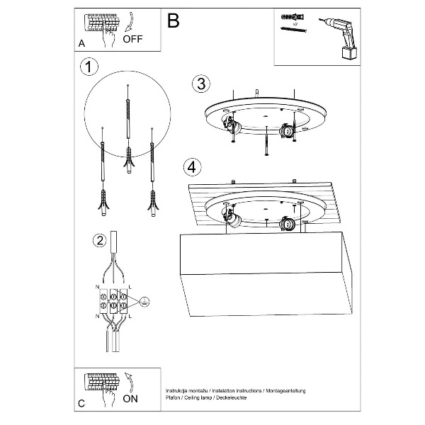 Plafon Sollux HORUS 25 PVC Stal szary 15W LED, SL.0143