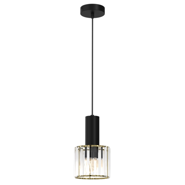 Lampa wisząca CRISTAL, MLP8360, czarny/transparentny/złoty, 1x60W E27