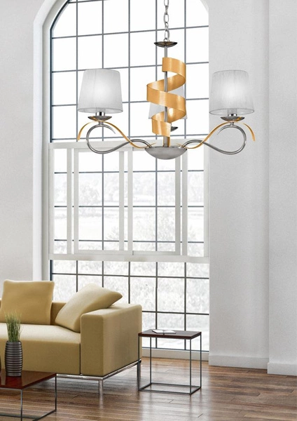 Lampa wisząca DENIS 33-23421 chrom/złoty/biały 3x40W E14