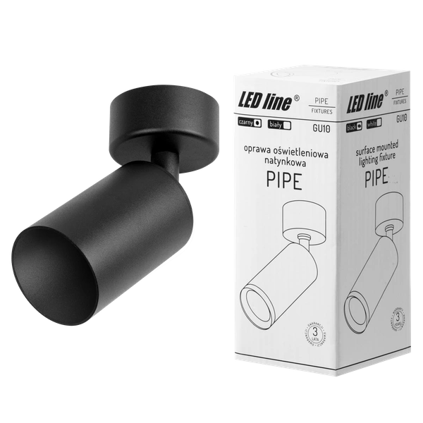 Nowoczesny reflektor sufitowy PIPE GU10 dł. 12cm | czarny