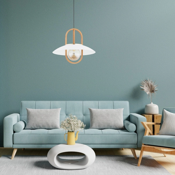 Lampa wisząca ALFA MARGO BIG DREWNIANA 1xE27 47cm | 61183