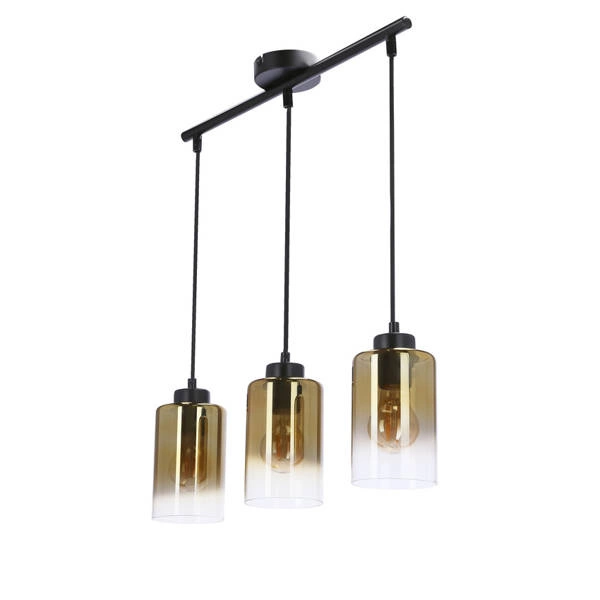Lampa wisząca ASPRA, 33-16270, czarny/bursztynowy/transparentny, 3x60W E27