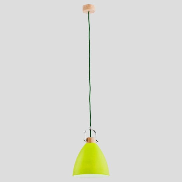 Lampa wisząca zwis HERMINA zielony/drewno śr. 22cm