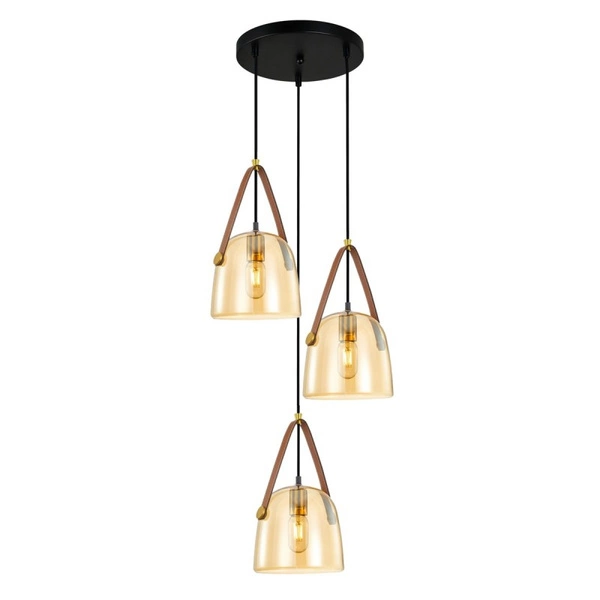 Lampa wisząca Solta śr. 40cm 3xE27 | czarny/bursztynowy