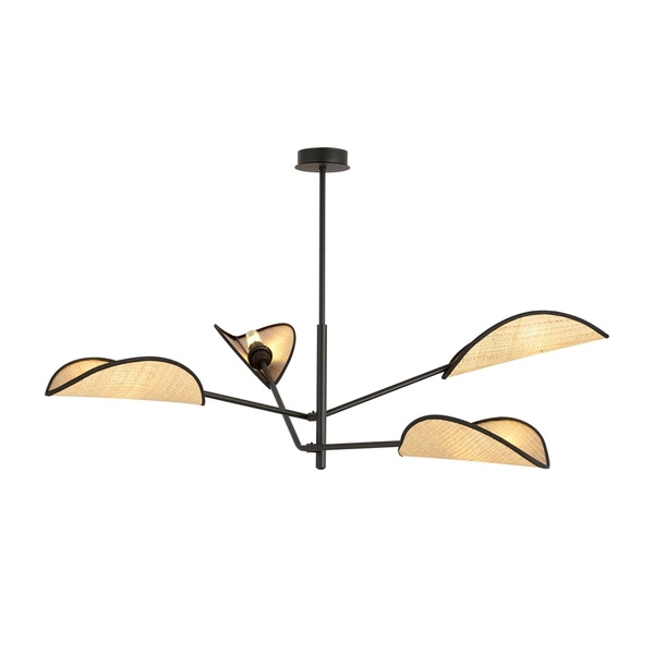 Lampa sufitowa Emibig VENE 4 Czarny/RATTAN 1160/4