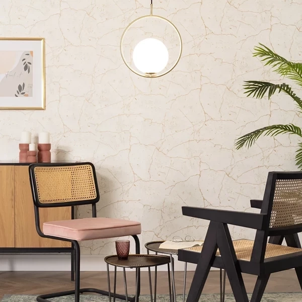 Lampa Wisząca Złota Kula Mleczna Abruzzo Rossi E27