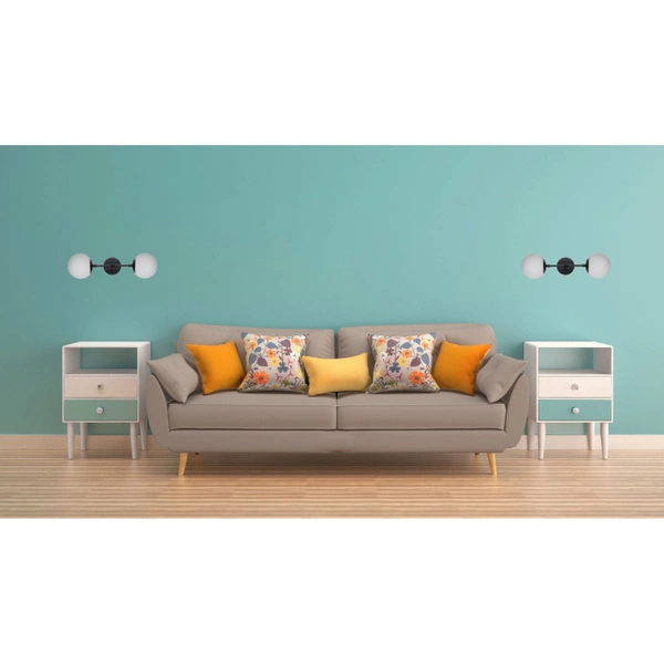 Kinkiet DORADO 2 L, czarny z białymi kloszami, 2x40W G9