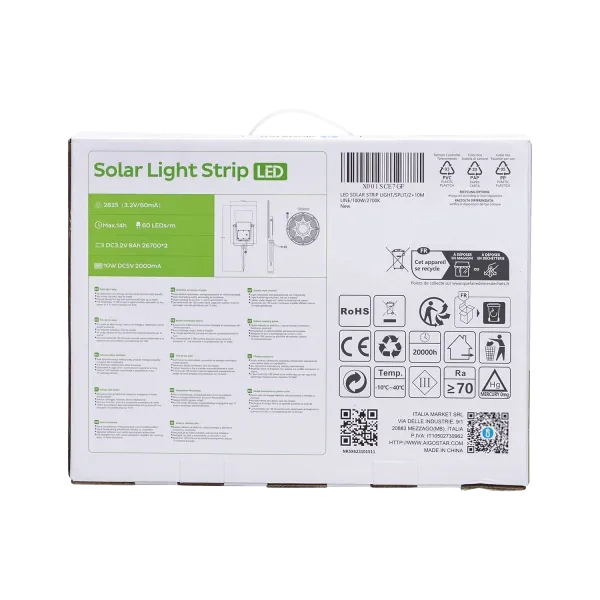 Solarna taśma LED IP65 ogrodowa 10m 2700K 10W z pilotem | biała ciepła