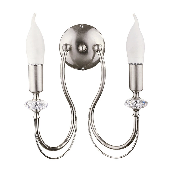 Klasyczny Kinkiet MELODY wys. 31cm 2xE14 11W IP20 | Nikiel