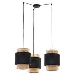 Lampa wisząca rattanowa abażur pająk BOHO BLACK szer. 70cm | czarny 6549