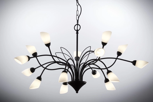 Klasyczny Żyrandol GLORIOSA wys. 165cm 15xG9 14W IP20 | czarny mat