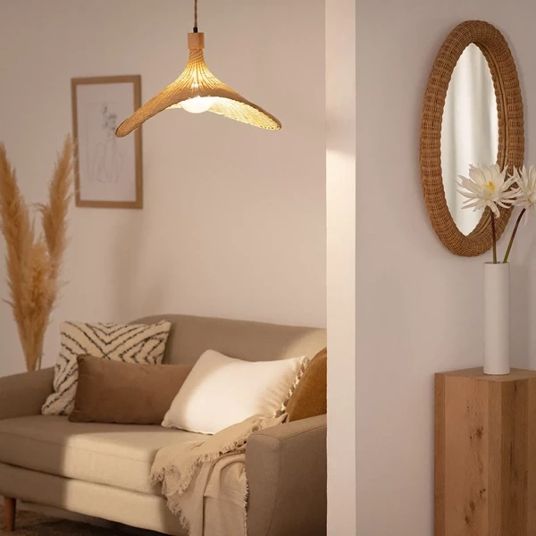 Lampa Wisząca Boho Kapelusz z Bambusa Abruzzo Isabella 40cm E27