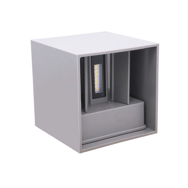 Kinkiet zewnętrzny natynkowy CUBE LED 2x3W 3000K IP54 | szary