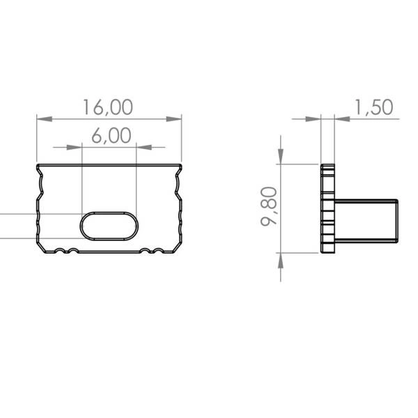 Komplet zaślepek do profilu aluminiowego 10mm nawierzchniowego 2szt | srebrna