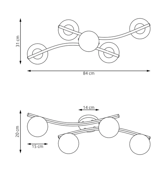Lampa sufitowa Emibig OPUS 4 BL GRAFIT 1391/4