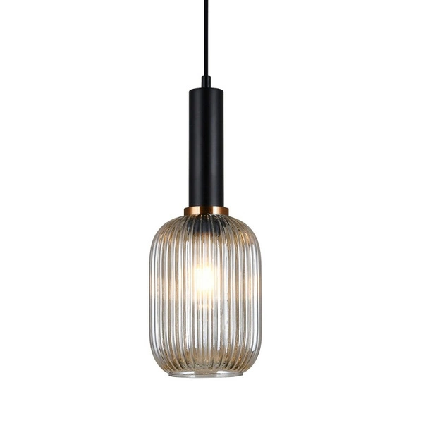 Lampa wisząca ANTIOLA z dymionym kloszem śr. 15cm E27 | czarny