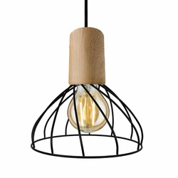 Lampa wisząca MODERNO, mała, czarna/drewno, 1x60W E27
