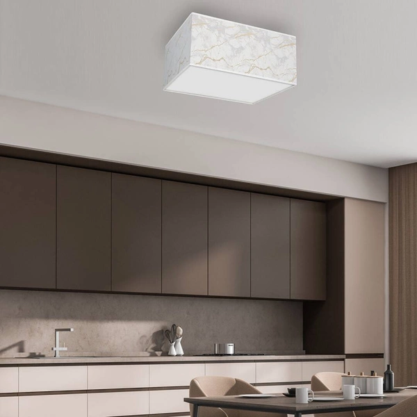 Kwadratowy plafon do salonu SENSO White/Gold 50 cm 3xE27 | biały złoty