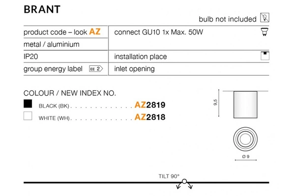 Azzardo BRANT BLACK/CHROME 2929