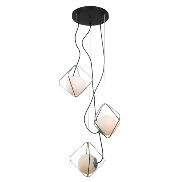 Lampa wisząca Canto dł. 52cm 3xE27 | czarny/chrom/biały