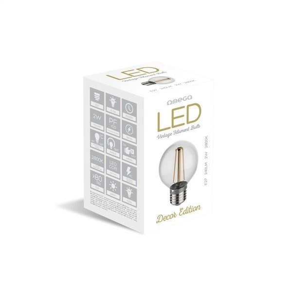 Żarówka ozdobna FILAMENT LED E27 2W ciepła 2800K kulka G45