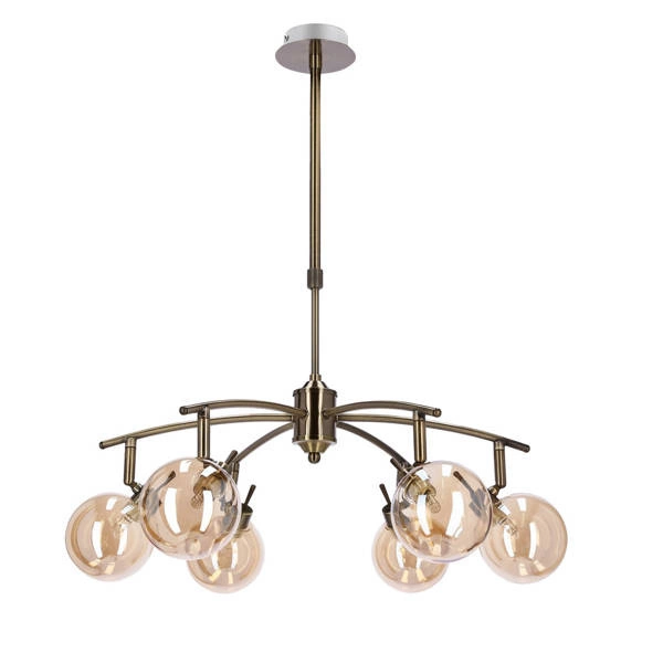 Lampa wisząca LENTINI, 36-16386, patynowa z bursztynowymi kloszami, 6x40W G9