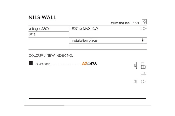 Azzardo NILS WALL BK 4478